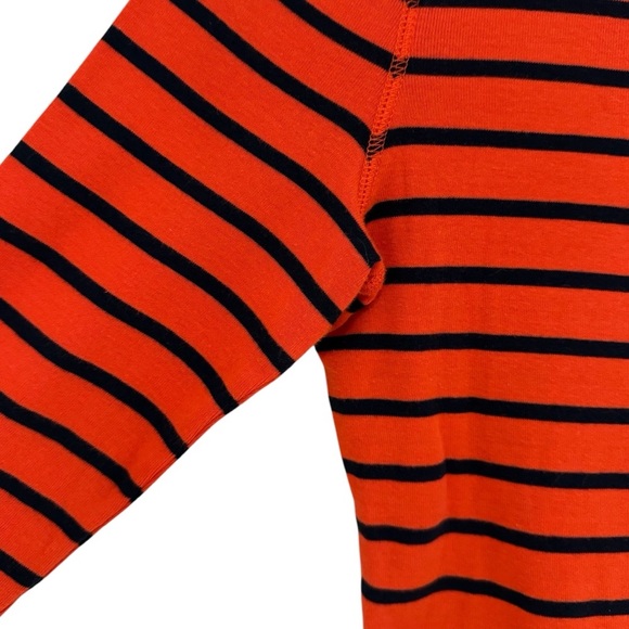 RALPH LAUREN - 3/4 Sleeve, Jersey Stripped Top - Orange/ Navy Blue Medium - Picture 4 of 6